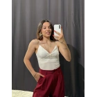 V Yaka İp Askılı Bodysuit Beyaz