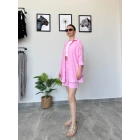 Pembe Gömlek Şort Takım