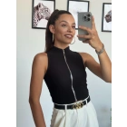 Siyah Fermuarlı Crop