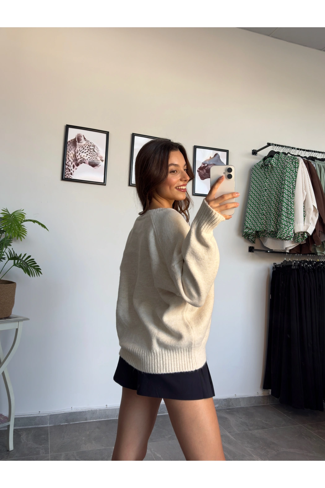 Taş V Yaka Reglan Kazak