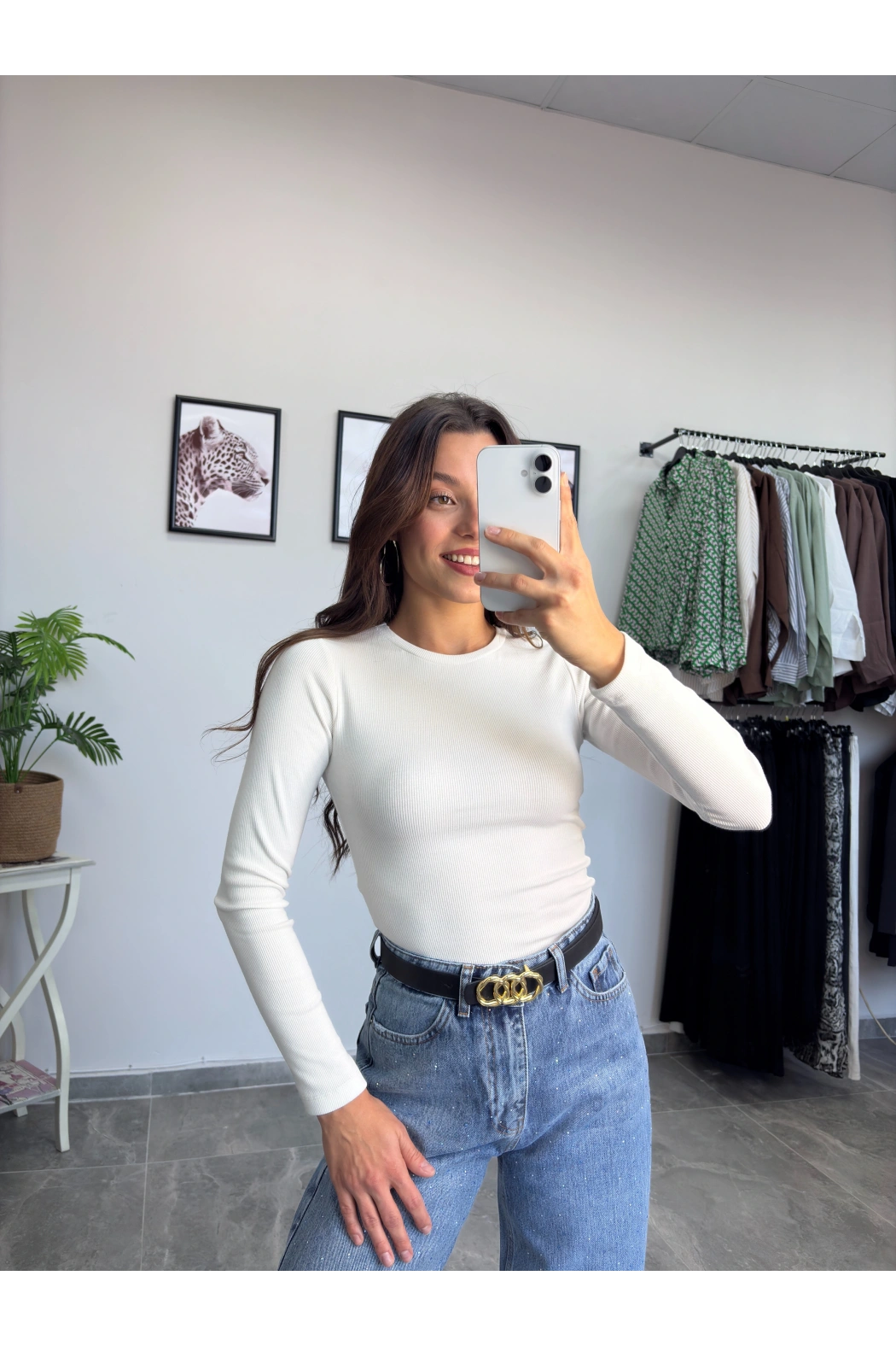 Beyaz Fitilli Uzun Kol Body