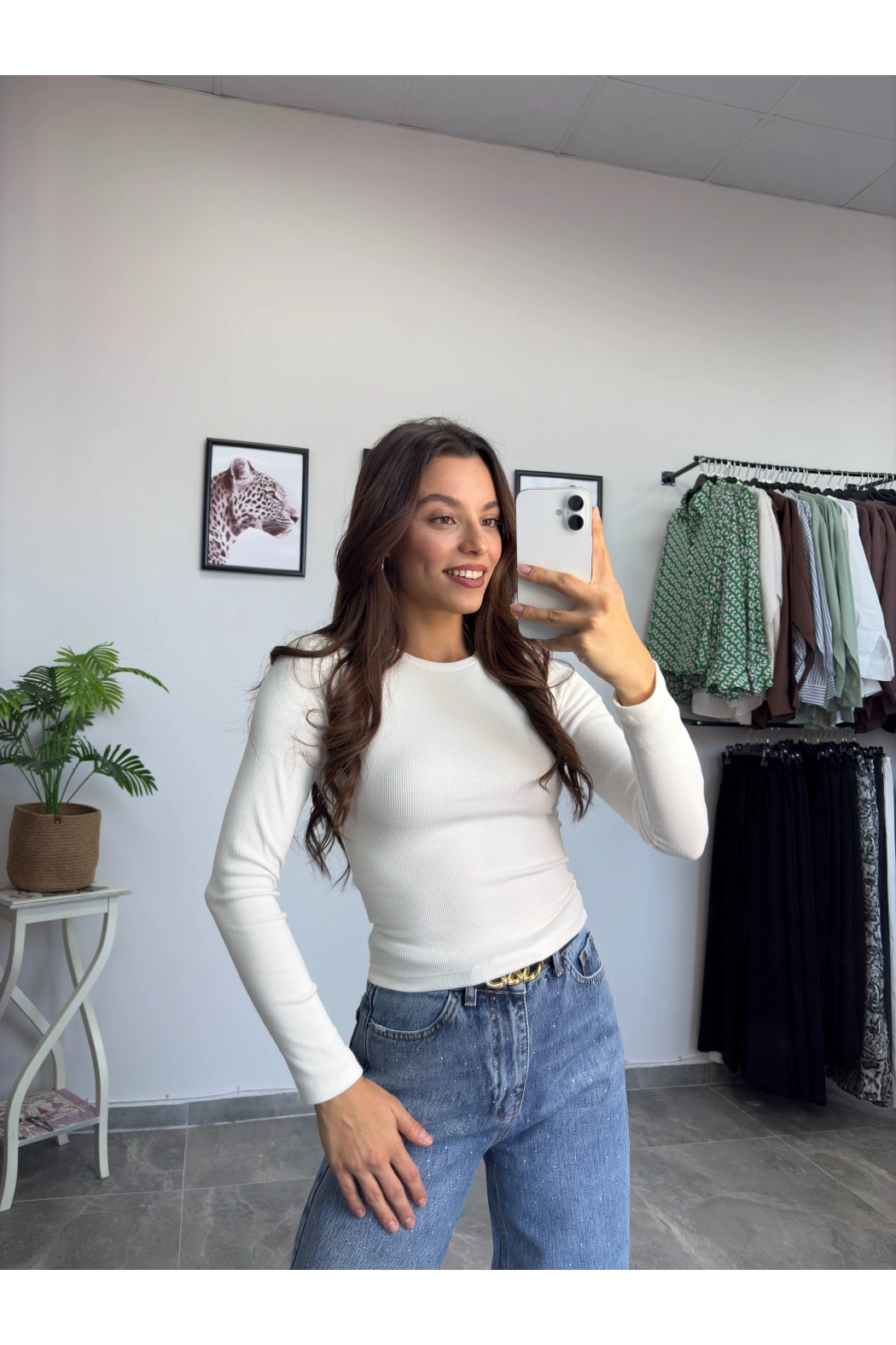 Beyaz Fitilli Uzun Kol Body