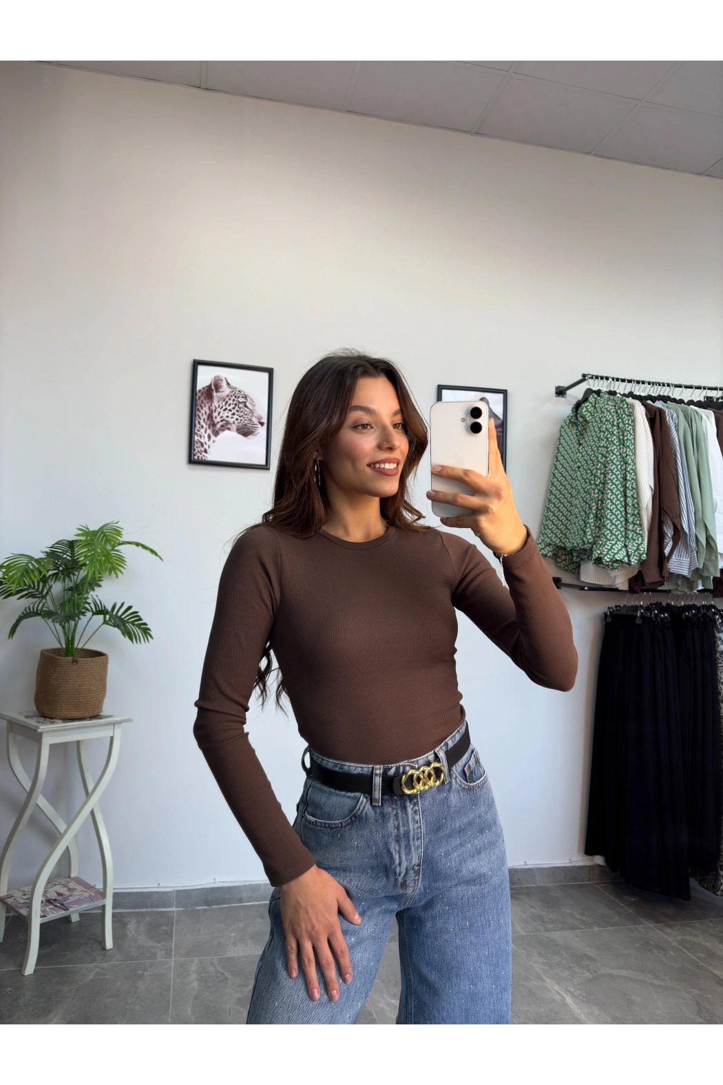 Kahverengi Fitilli Uzun Kol Body