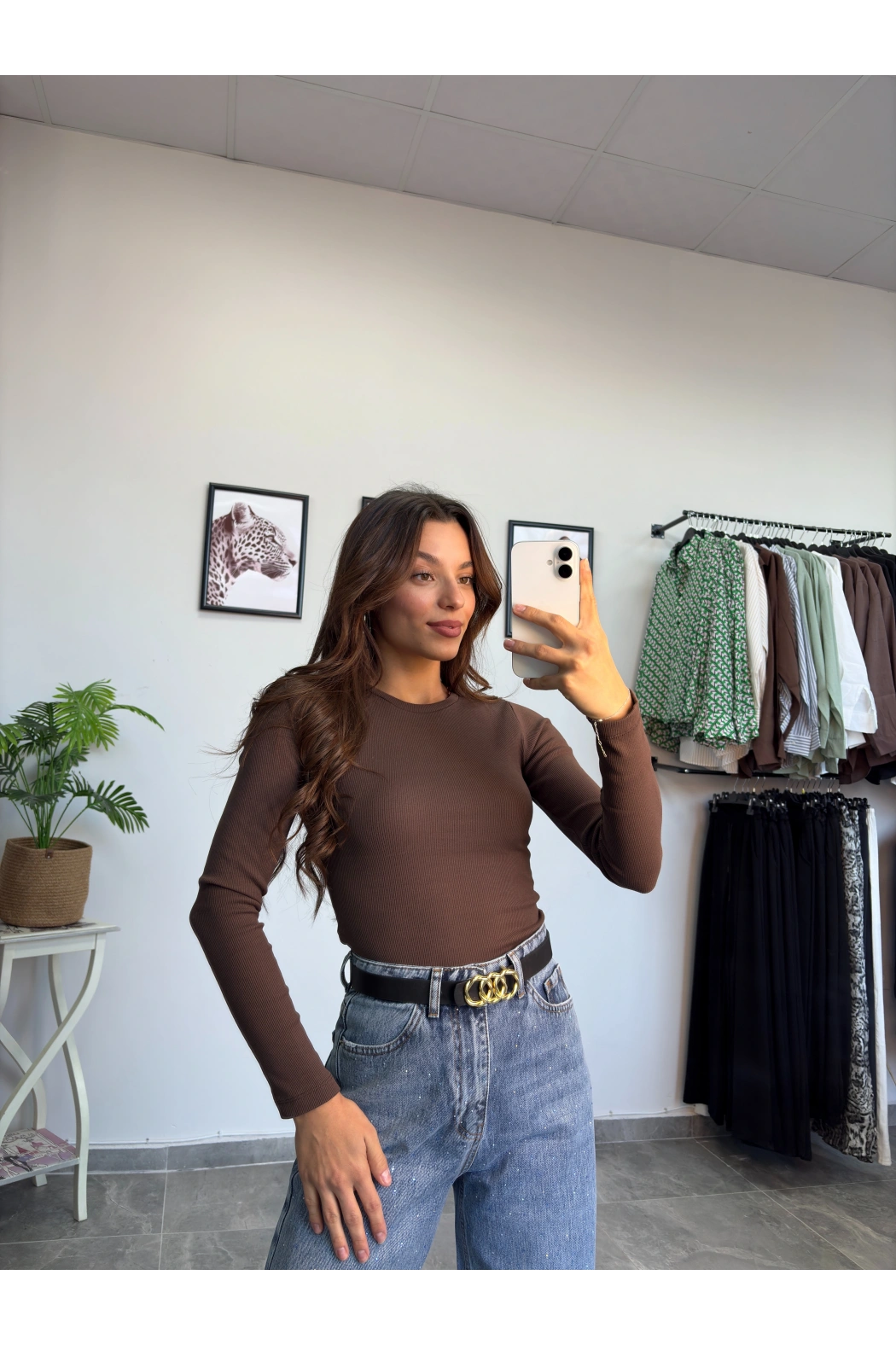 Kahverengi Fitilli Uzun Kol Body