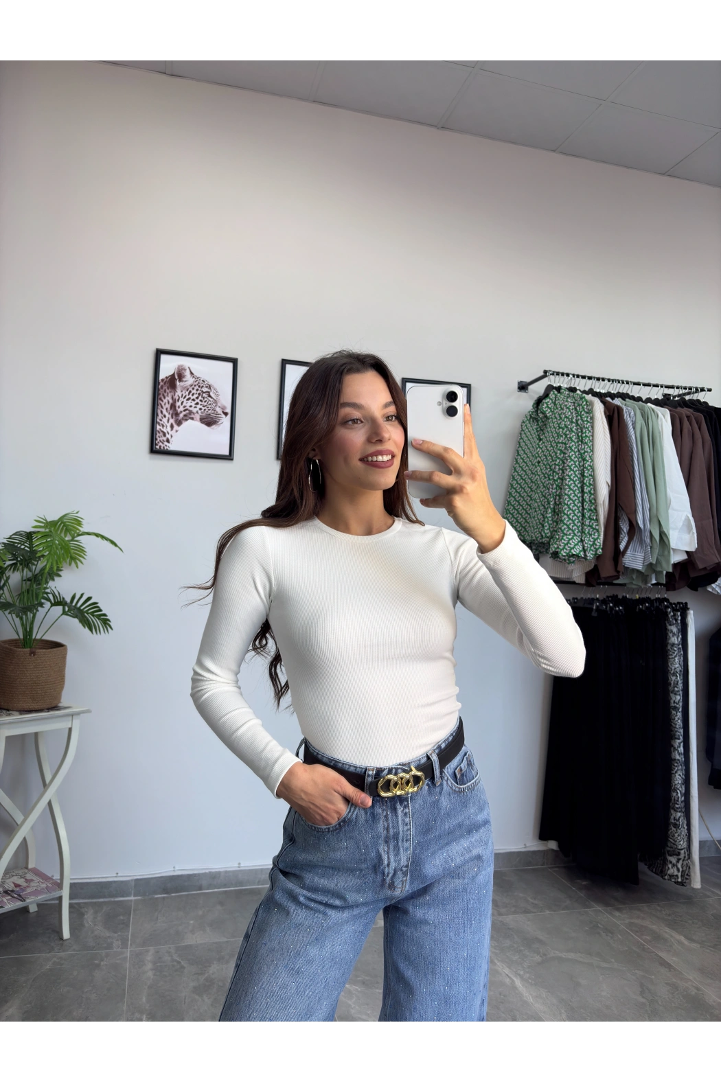 Beyaz Fitilli Uzun Kol Body