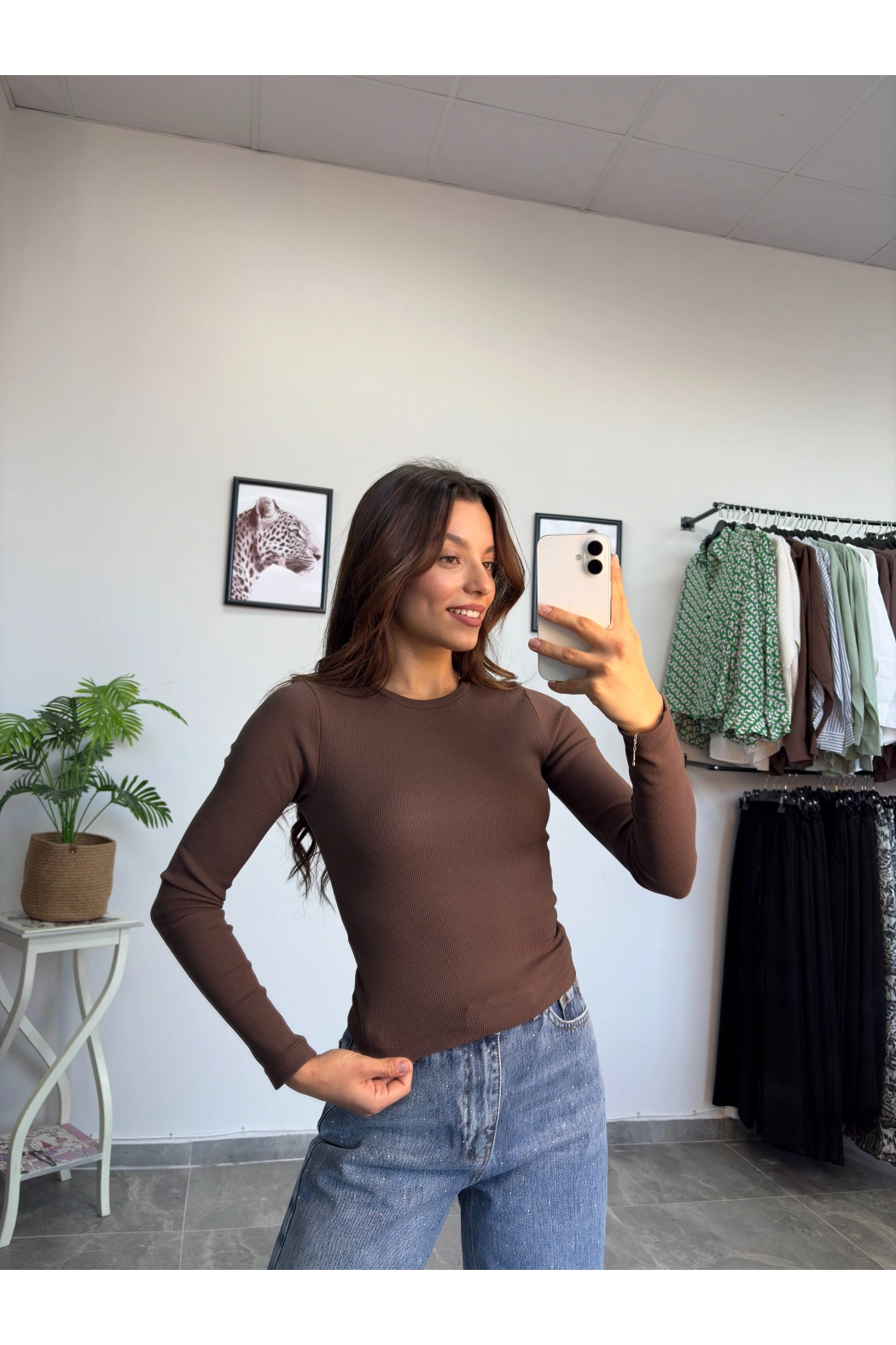 Kahverengi Fitilli Uzun Kol Body