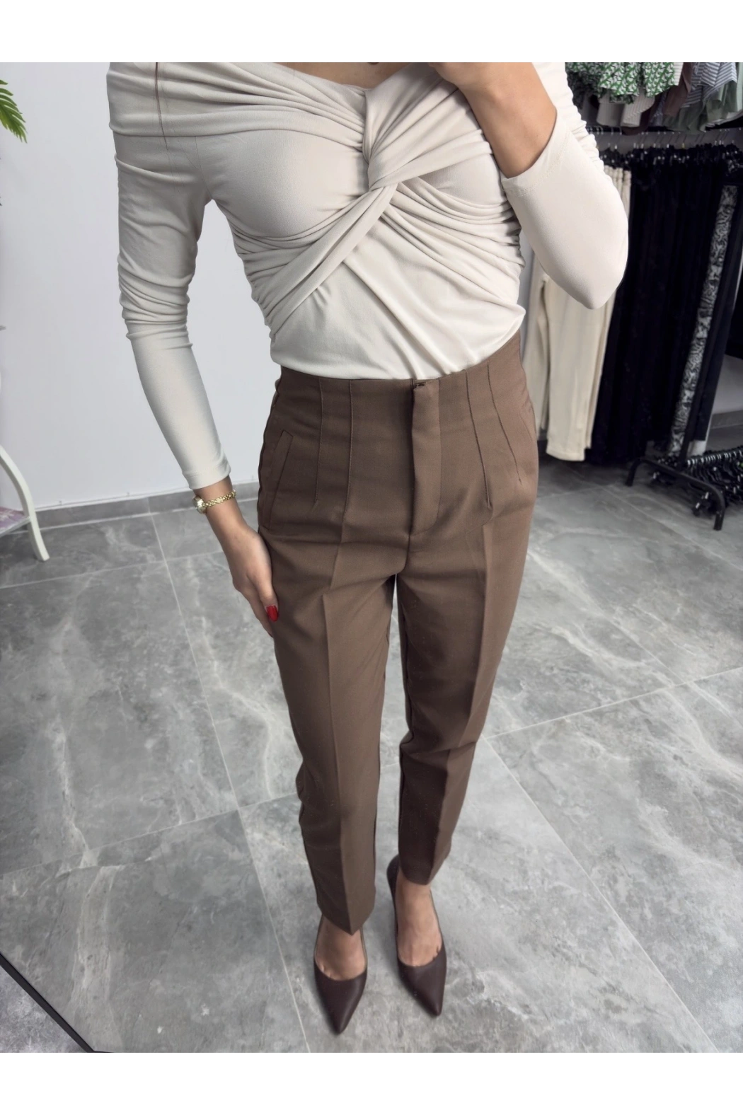 Flatolu Kahverengi Pantolon