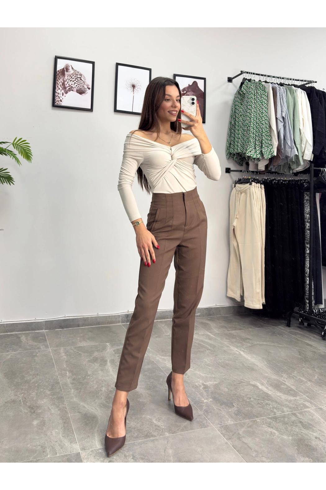 Flatolu Kahverengi Pantolon