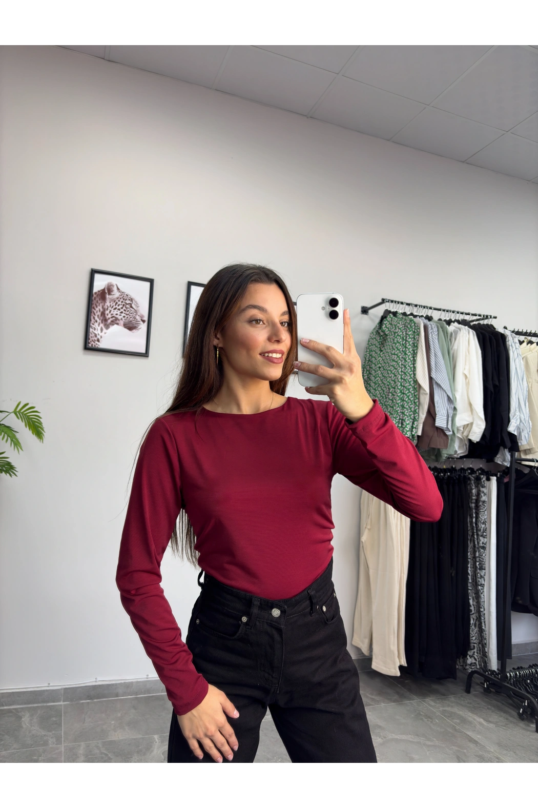 Bordo Sırt Dekolte Crop