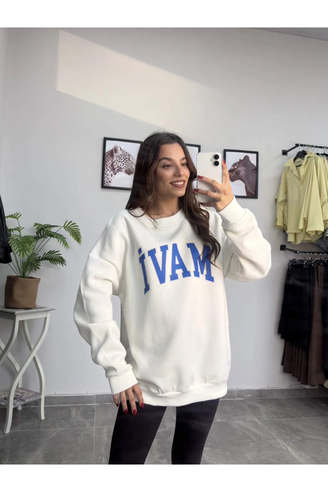 Orijinal Marka Beyaz Şardonlu Sweatshirt