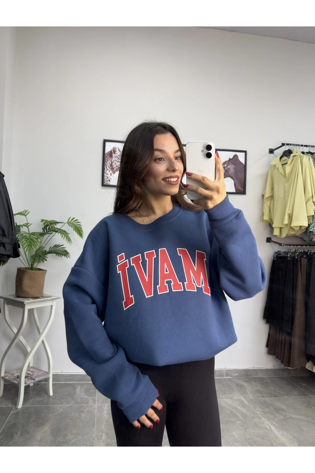 Orijinal Marka Mavi Şardonlu Sweatshirt