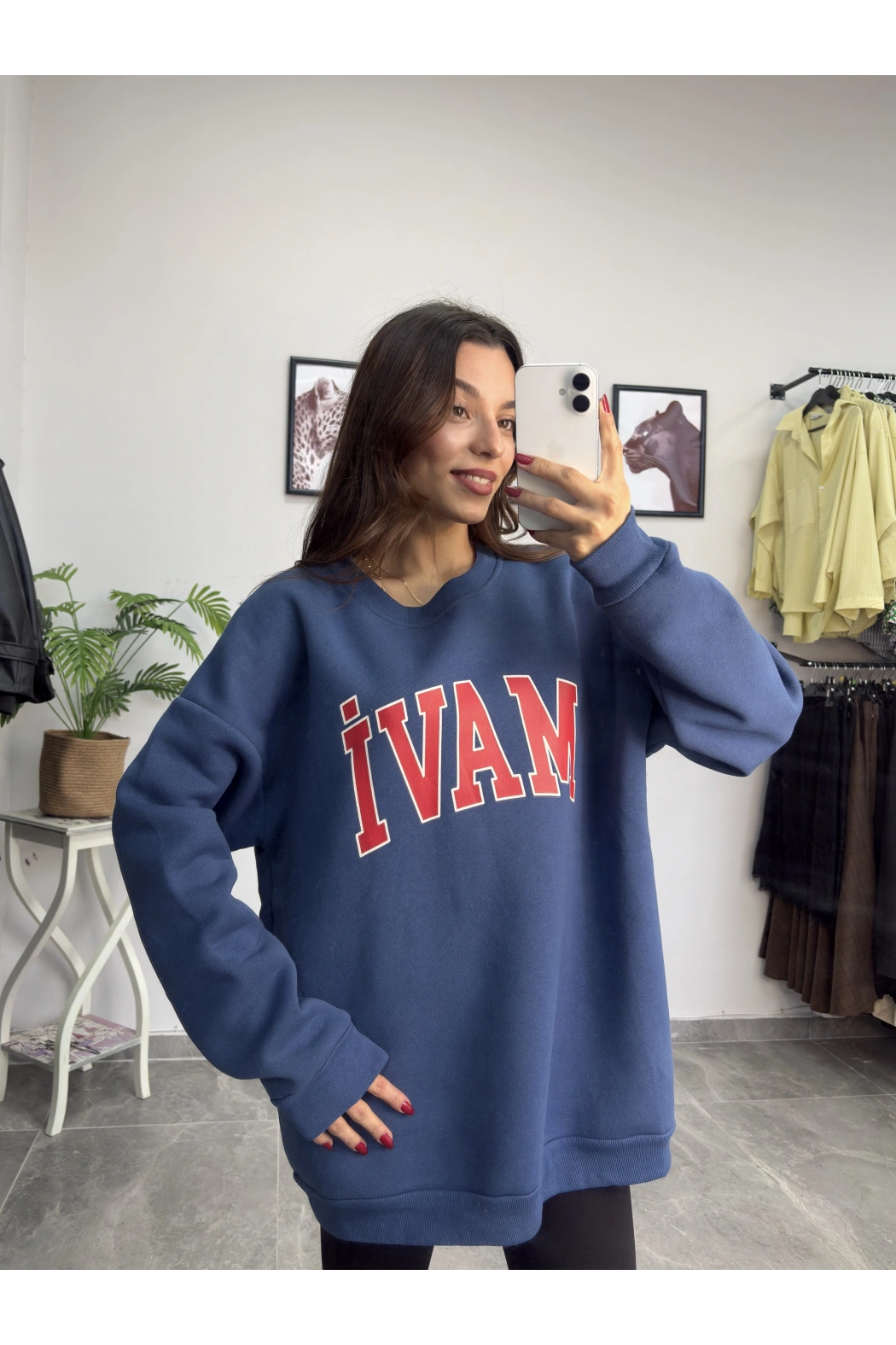 Orijinal Marka Mavi Şardonlu Sweatshirt