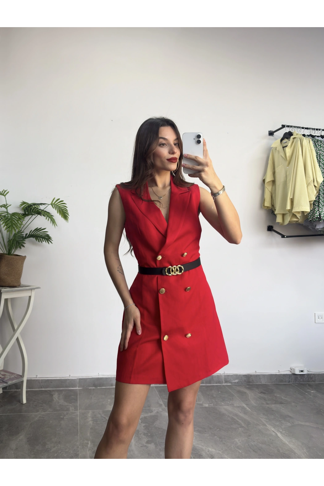 Orijinal Marka Kırmızı Ceket Elbise