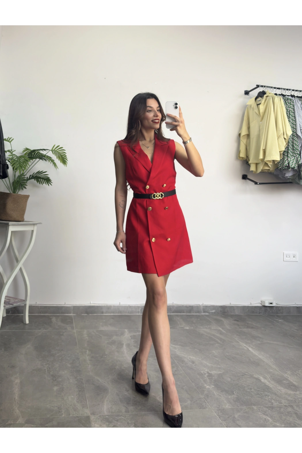 Orijinal Marka Kırmızı Ceket Elbise