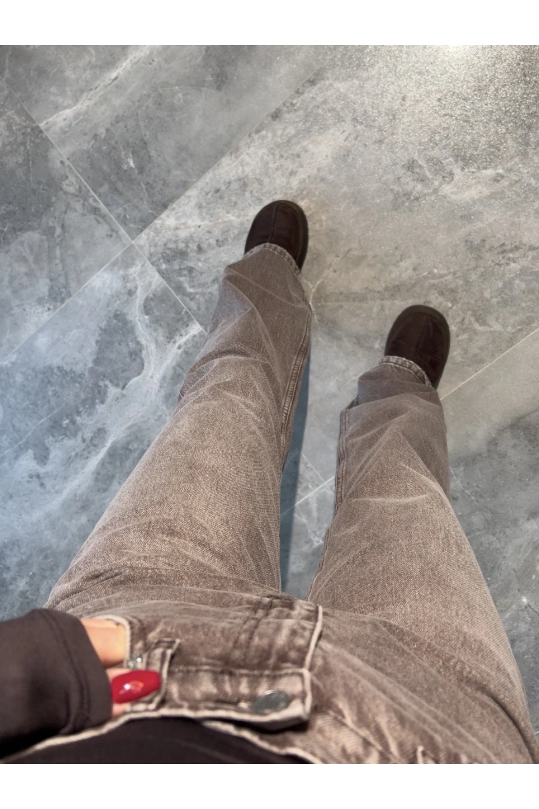 Yüksek Bel Yıkamalı Vizon Jean