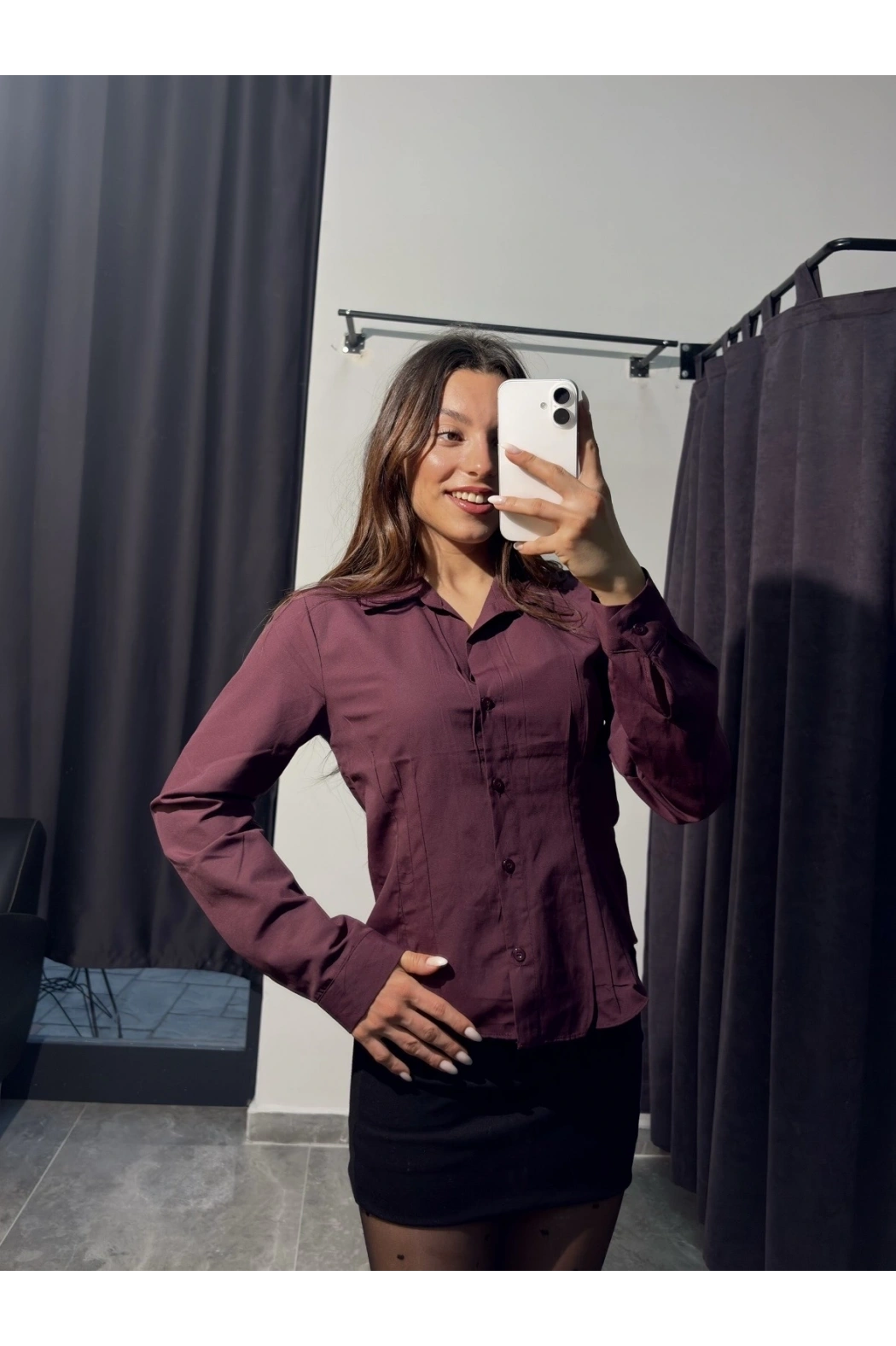 Bordo Dar Kalıp Gömlek