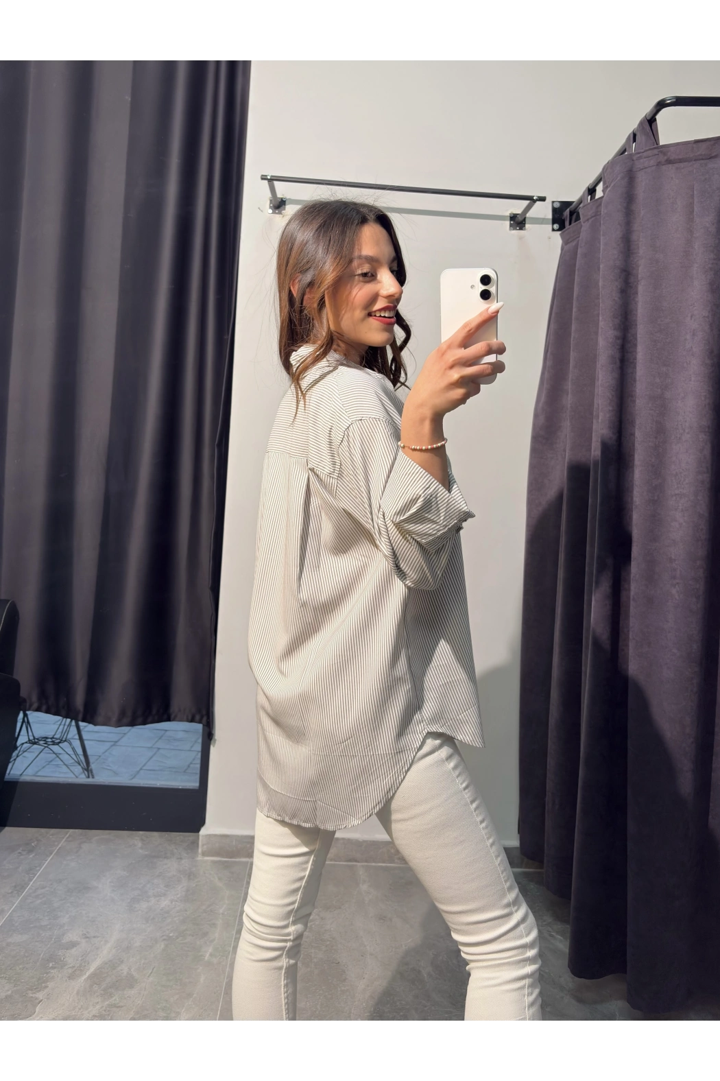 Gri Çizgili Polo Gömlek