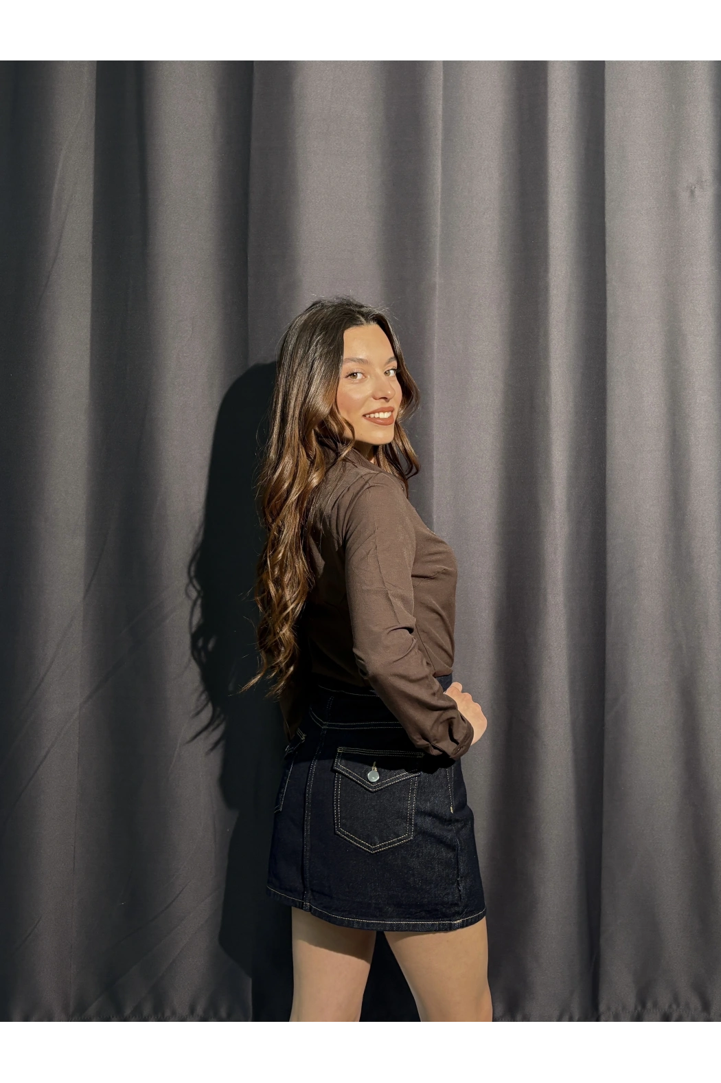 İçi Şortlu Kot Etek