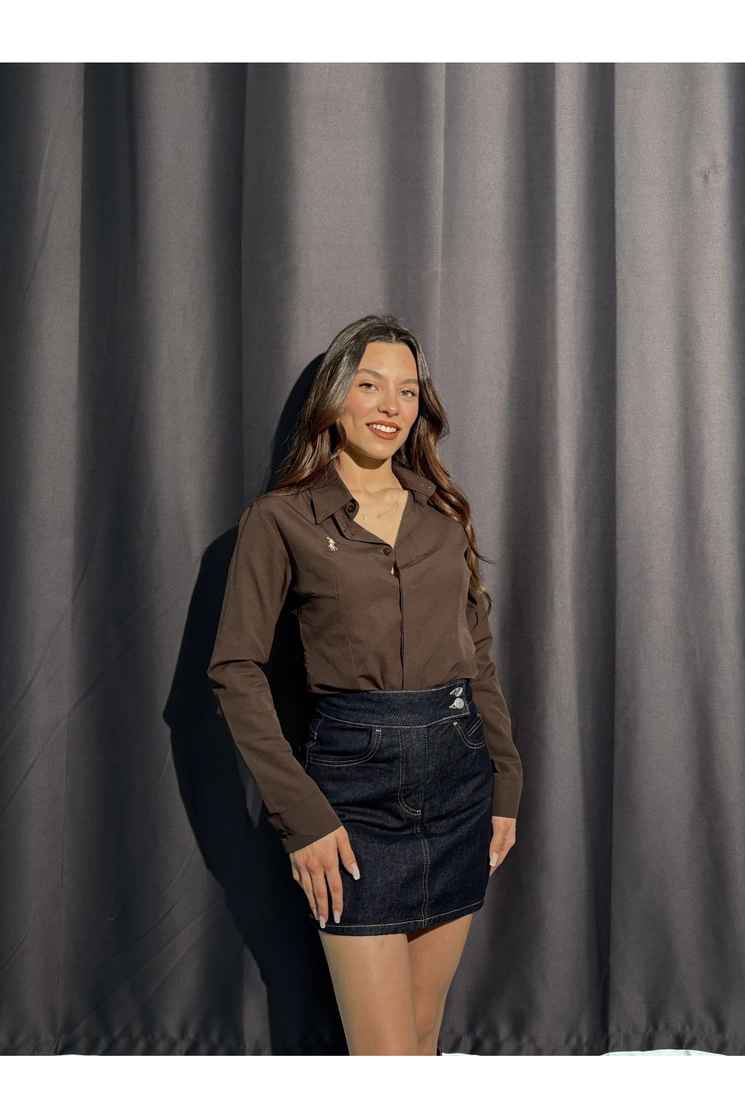 İçi Şortlu Kot Etek