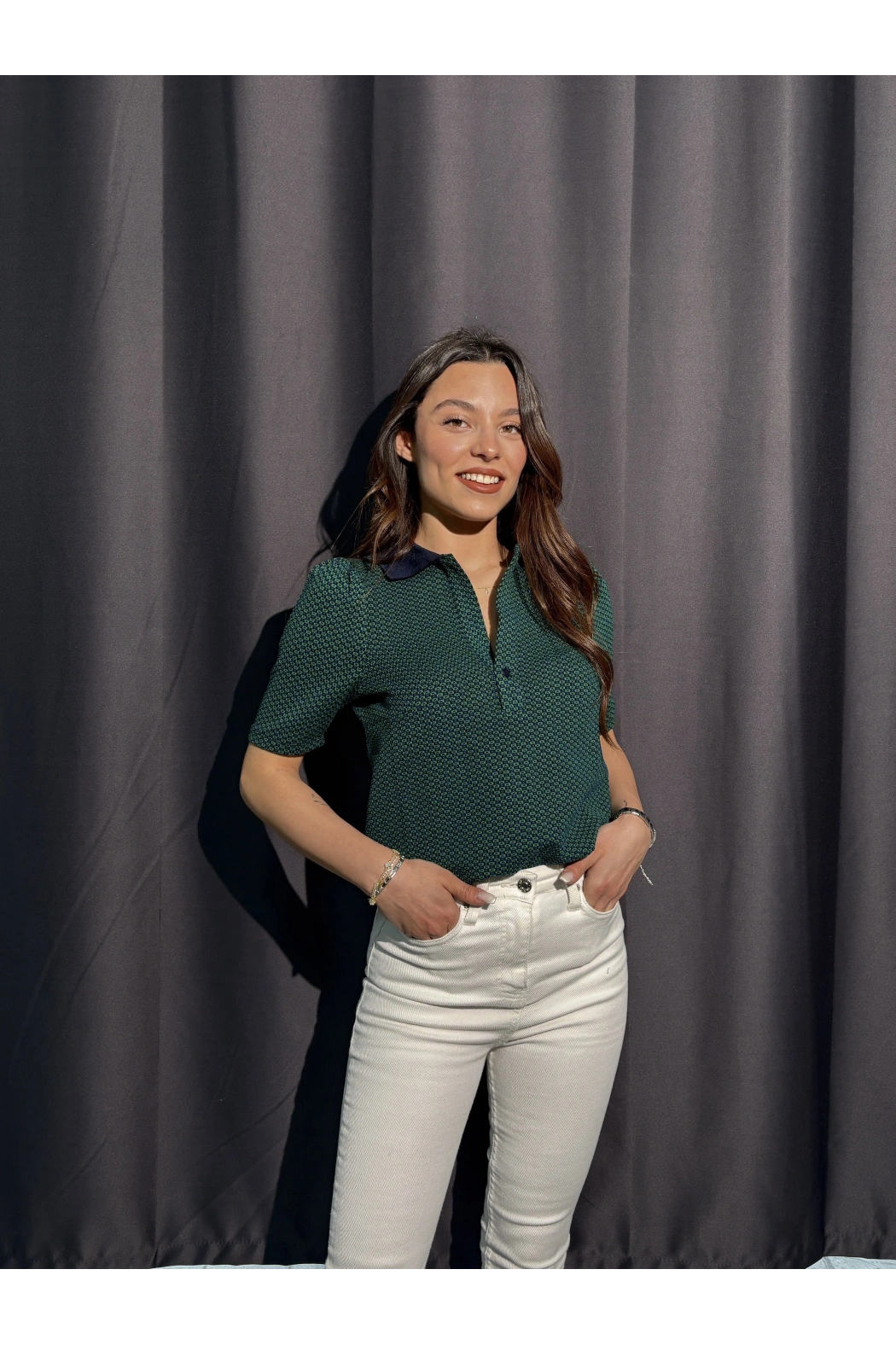 Polo Yaka Yeşil Tişört