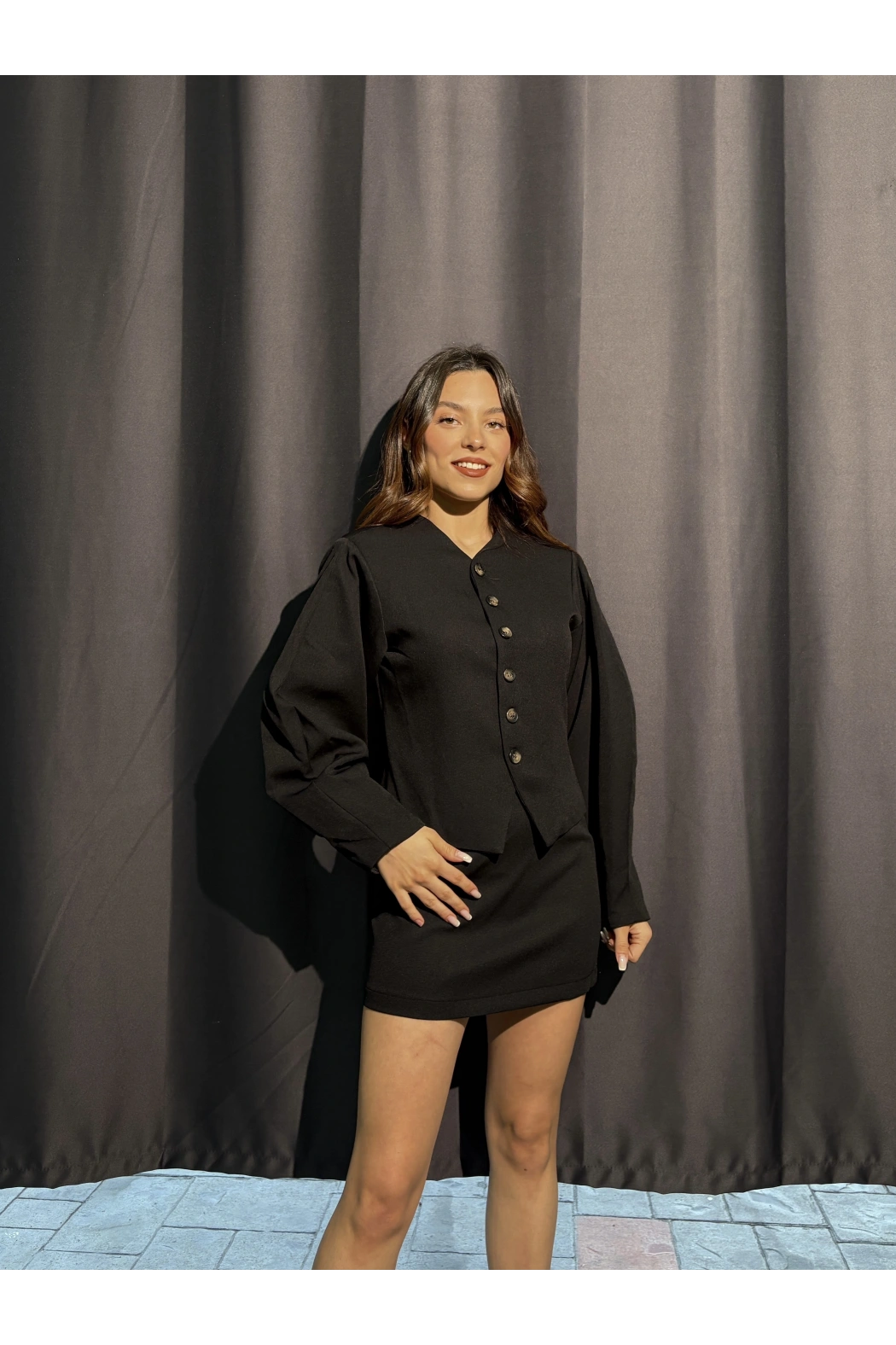 Premium Siyah Ceket Etek Takım