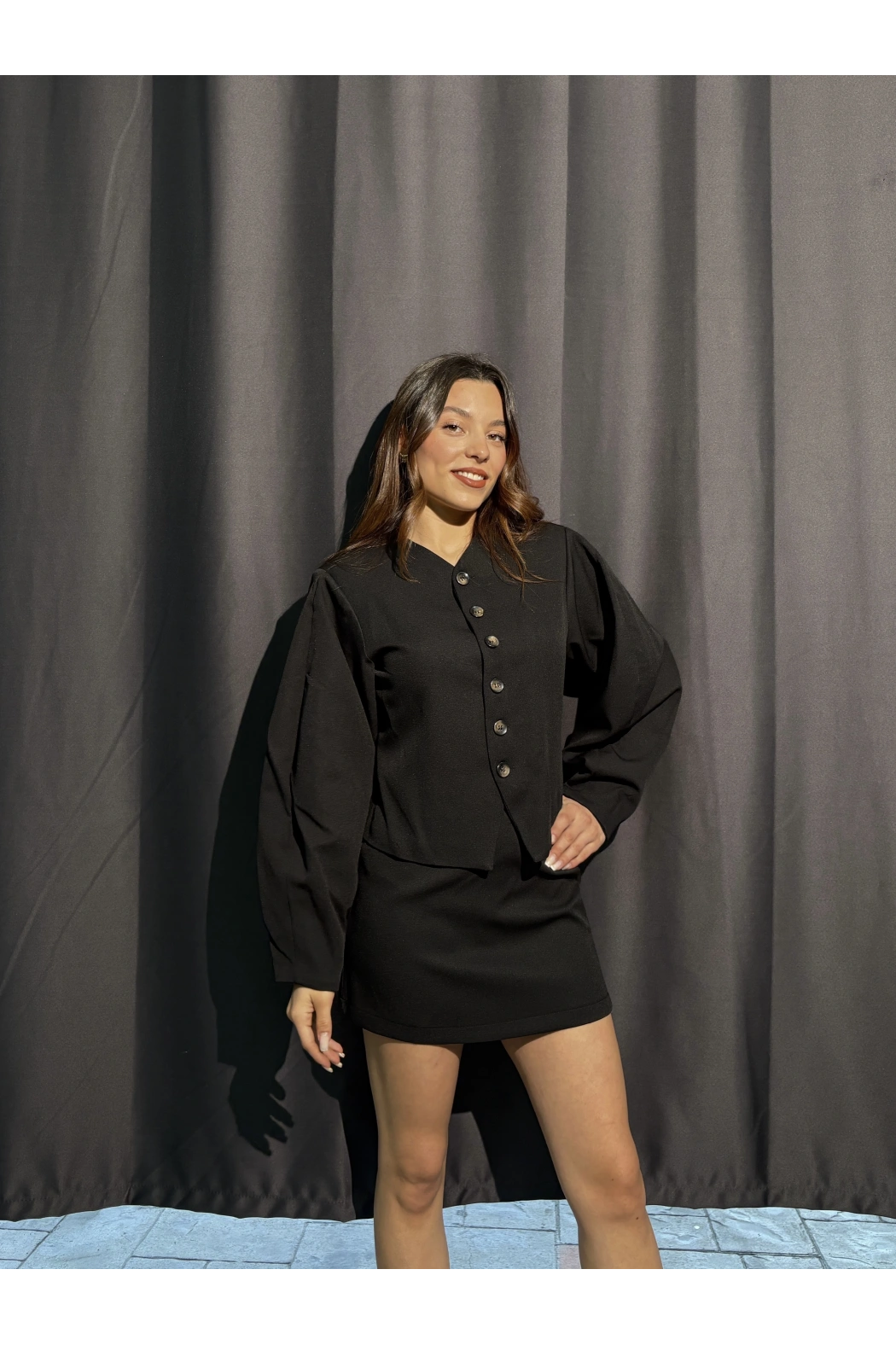 Premium Siyah Ceket Etek Takım