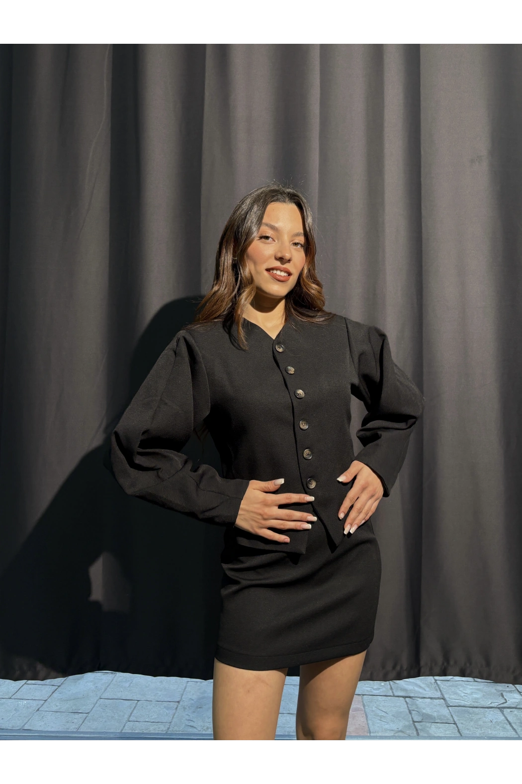 Premium Siyah Ceket Etek Takım