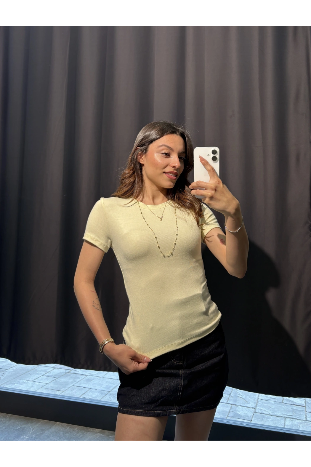 Bisiklet Yaka Basic Sarı Body