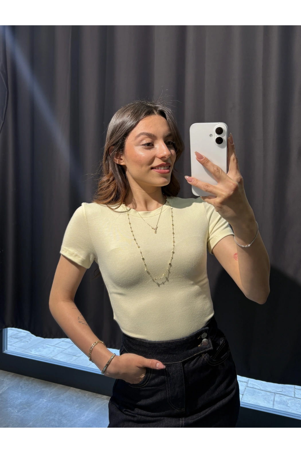 Bisiklet Yaka Basic Sarı Body