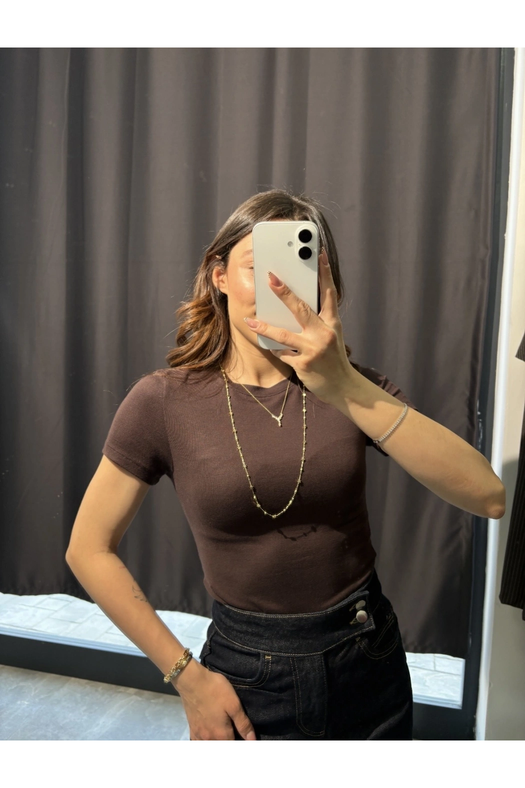 Bisiklet Yaka Basic Kahverengi Body