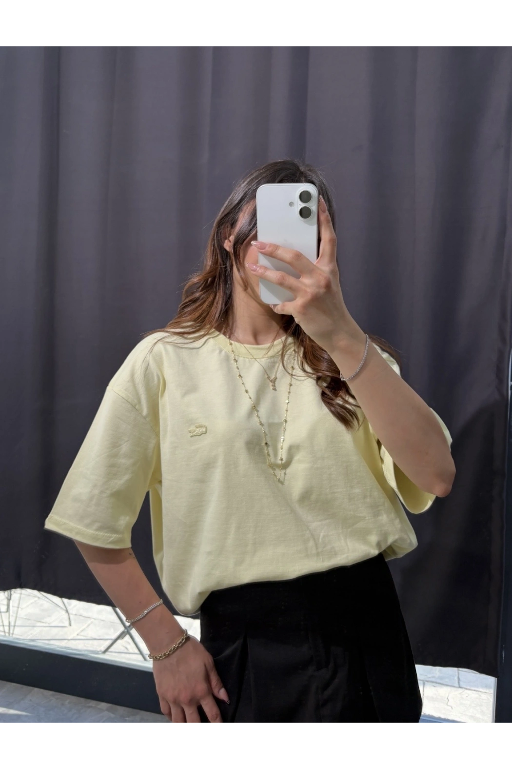 Sarı Oversize Düz Tişört