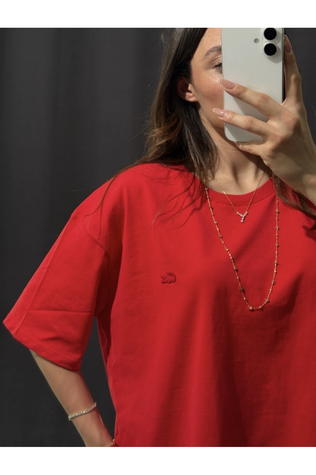 Kırmızı Oversize Düz Tişört