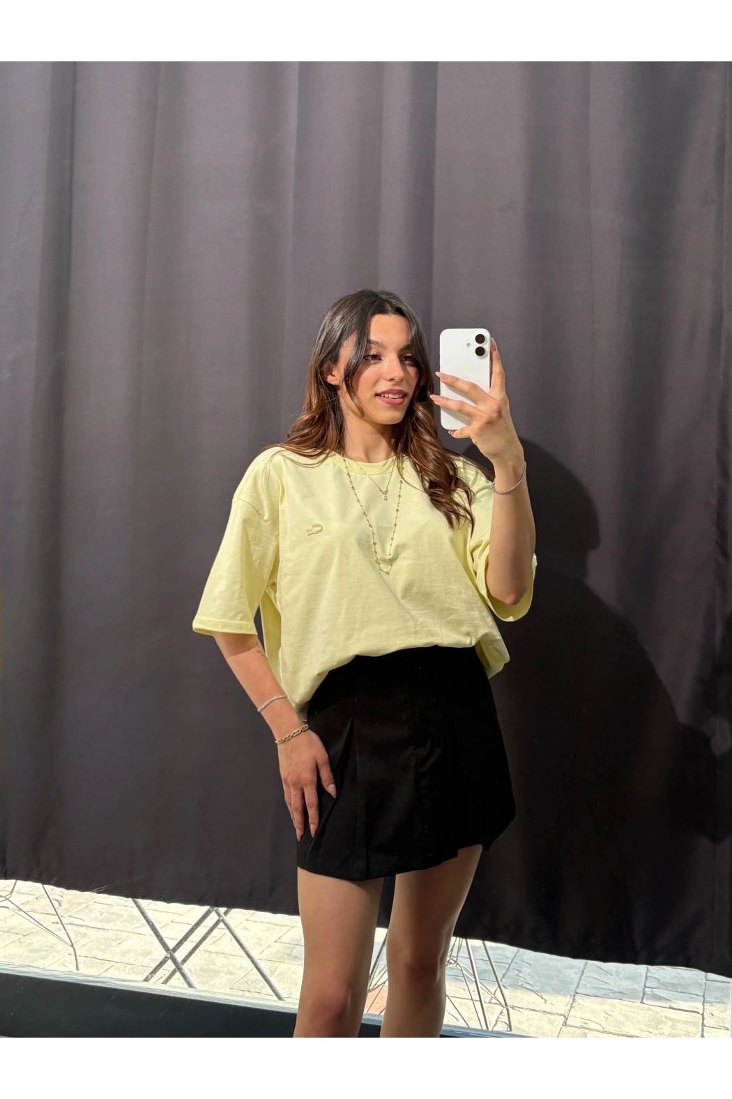 Sarı Oversize Düz Tişört