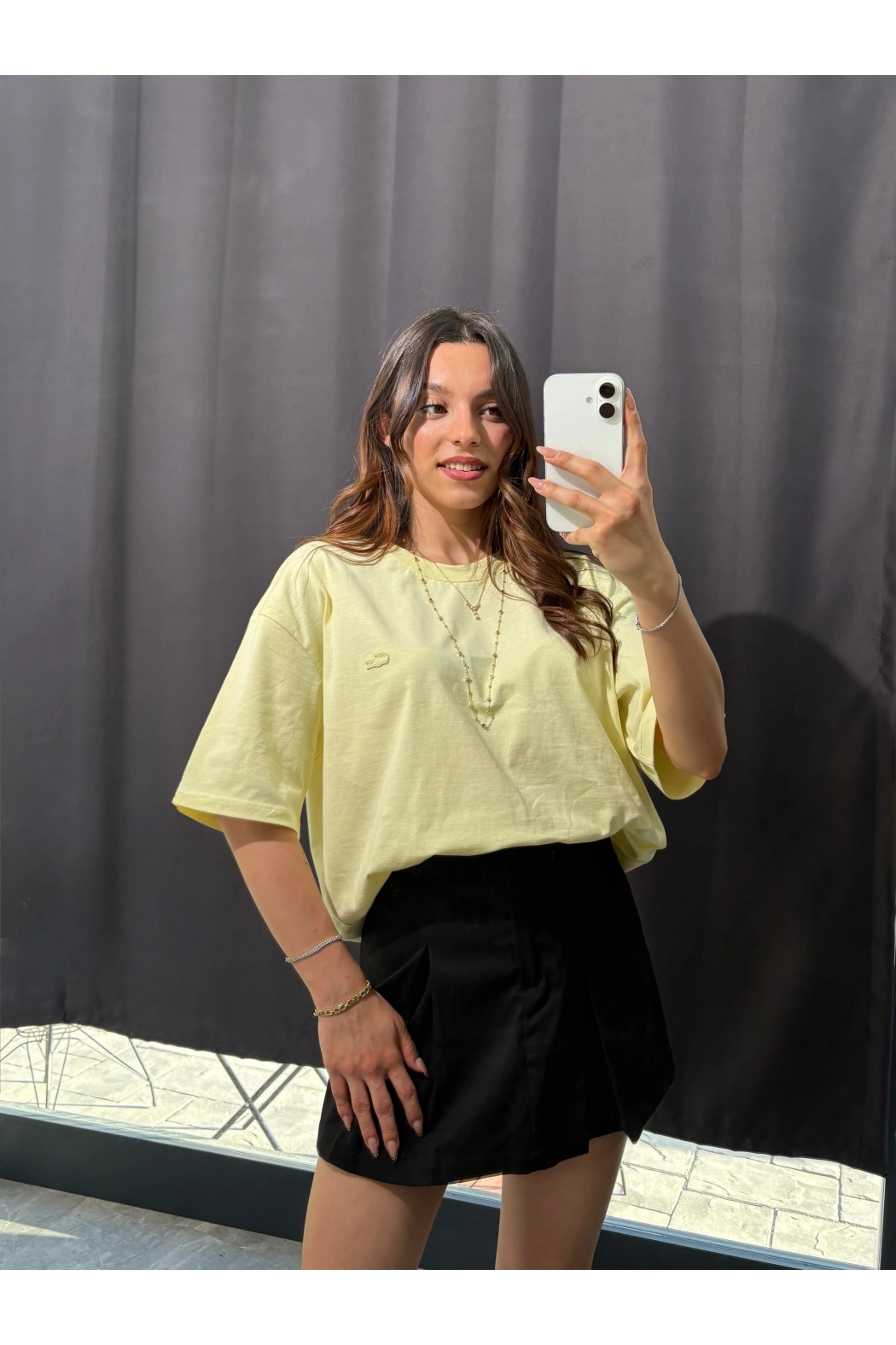 Sarı Oversize Düz Tişört