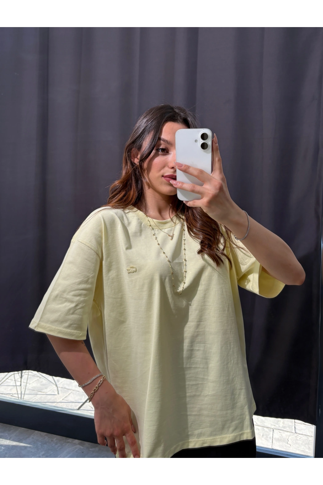 Sarı Oversize Düz Tişört