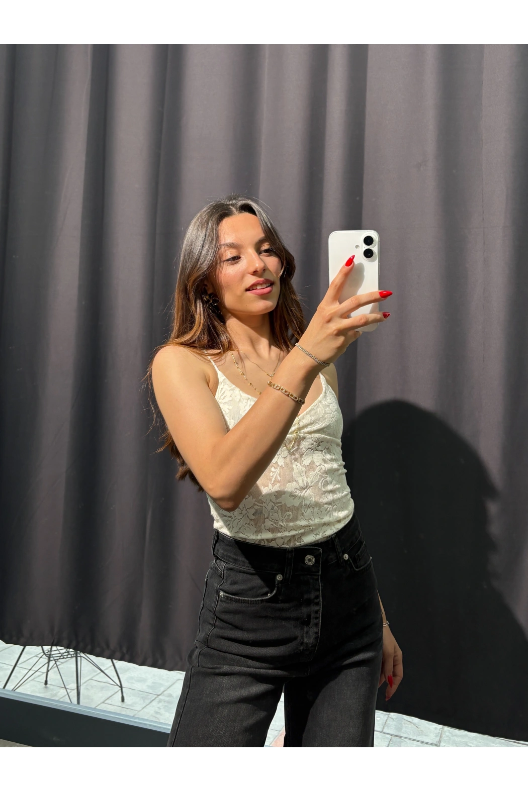 İp Askılı Ekru Dantel Bodysuit