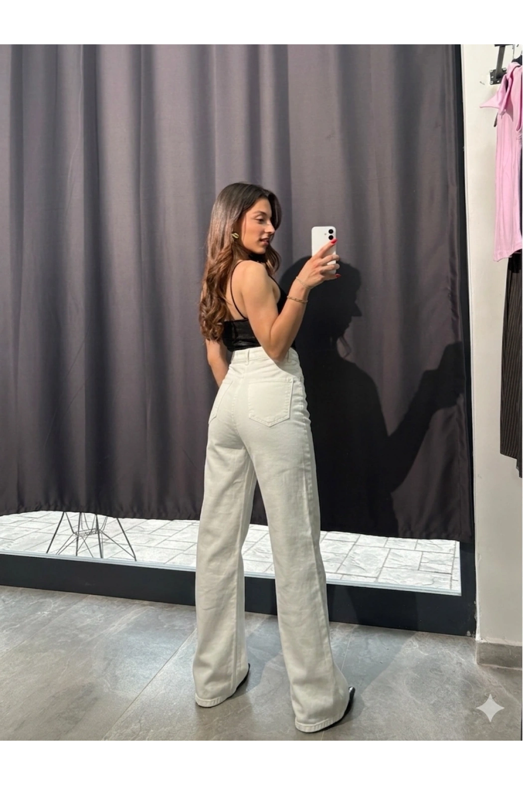 Ekstra Yüksel Bel Premium Jean Beyaz