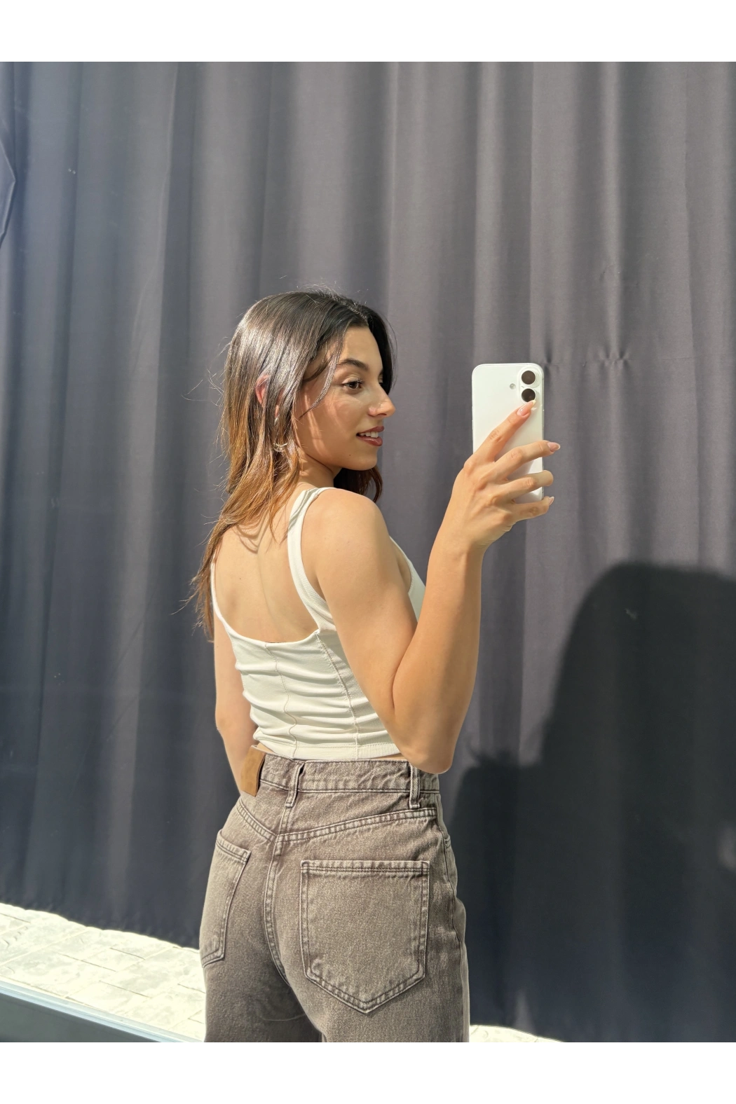 Kalın Askılı Bej Crop