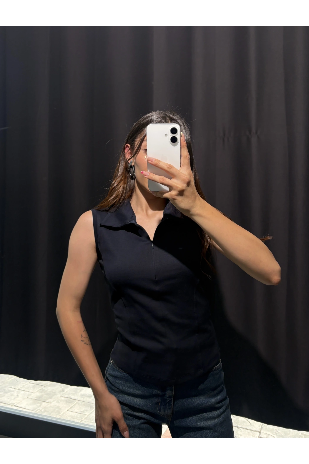 Polo Yaka Fermuarlı Lacivert Body