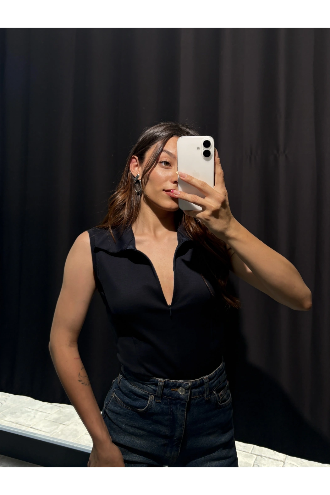 Polo Yaka Fermuarlı Lacivert Body