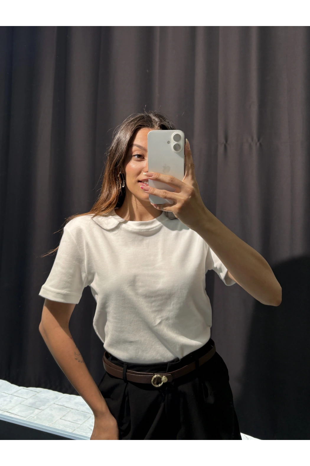 Bisiklet Yaka Basic Tişört Beyaz