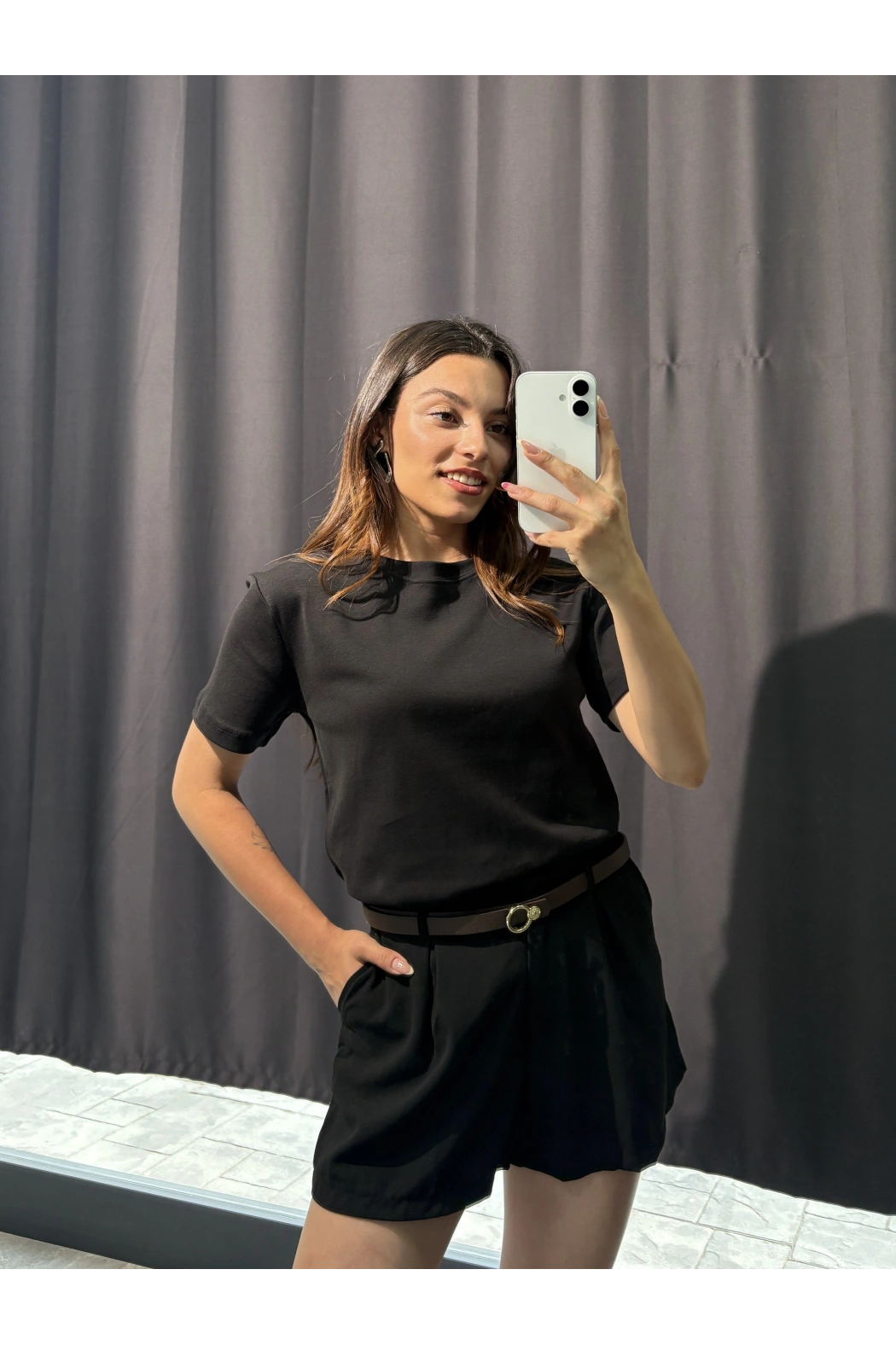 Bisiklet Yaka Basic Tişört Siyah