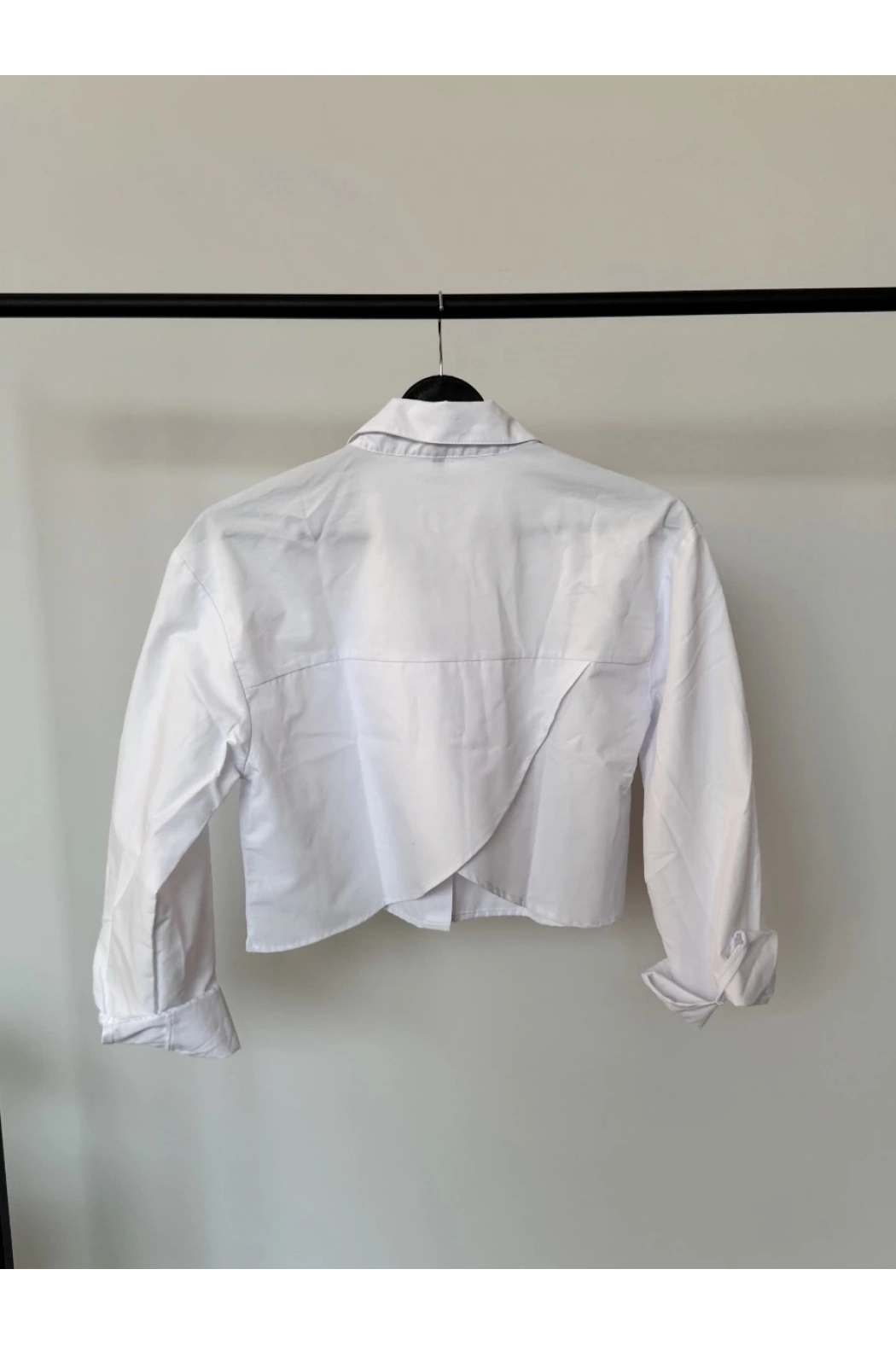 Beyaz Crop Gömlek
