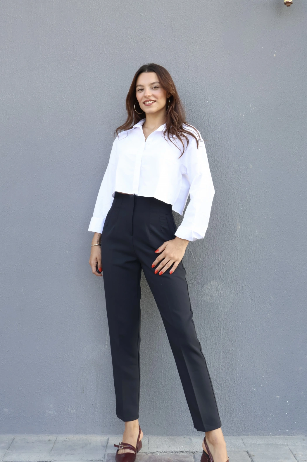 Flatolu Siyah Pantolon