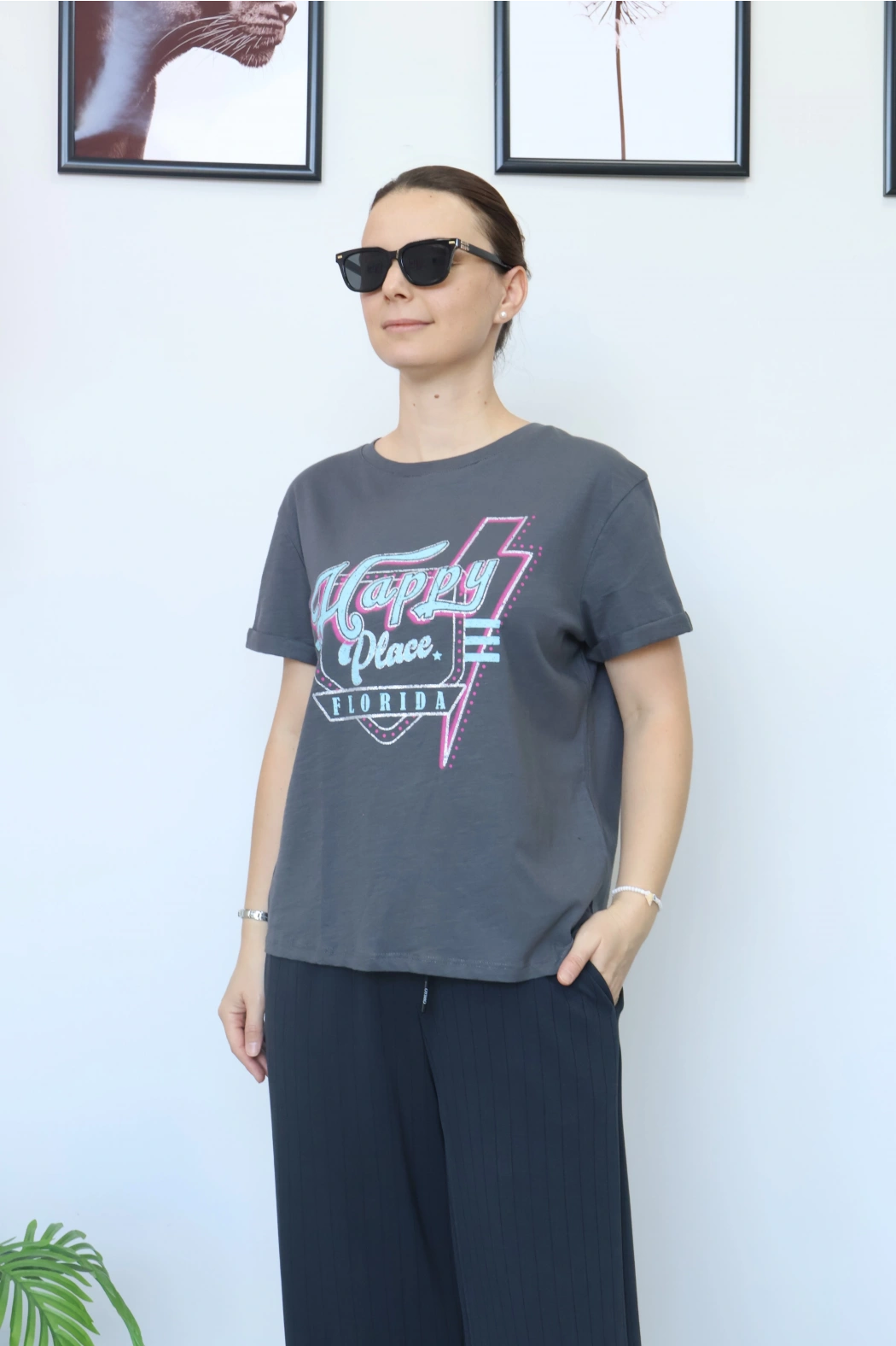 Füme Baskılı Tişört