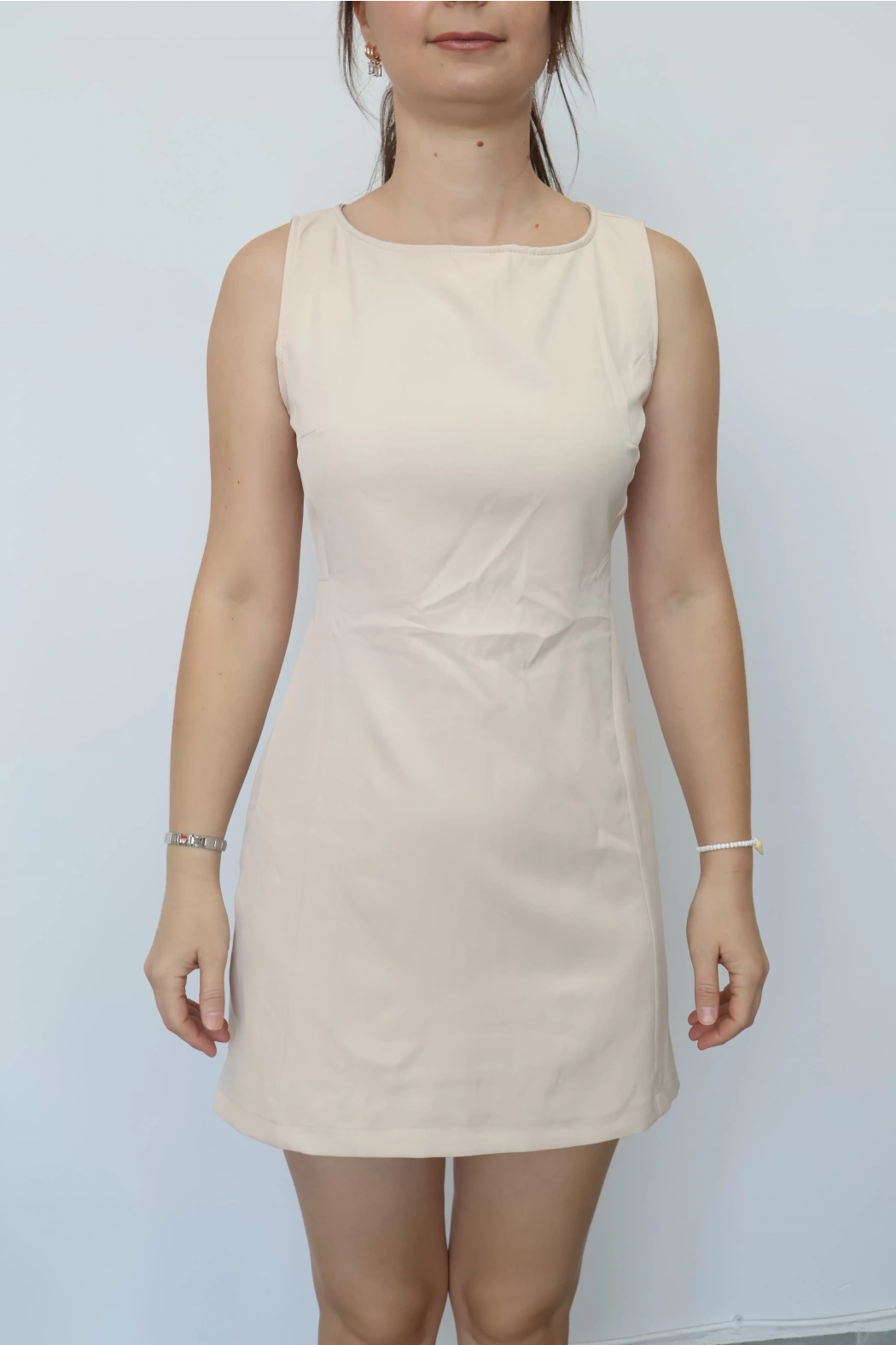 Krem Kısa Elbise
