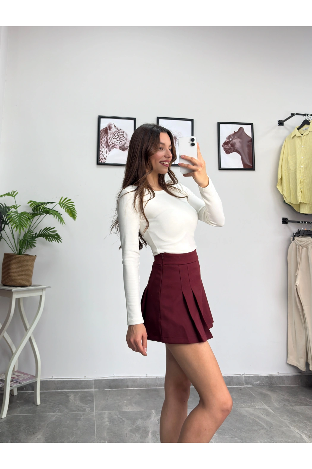 Pens Detay Bordo Şort Etek