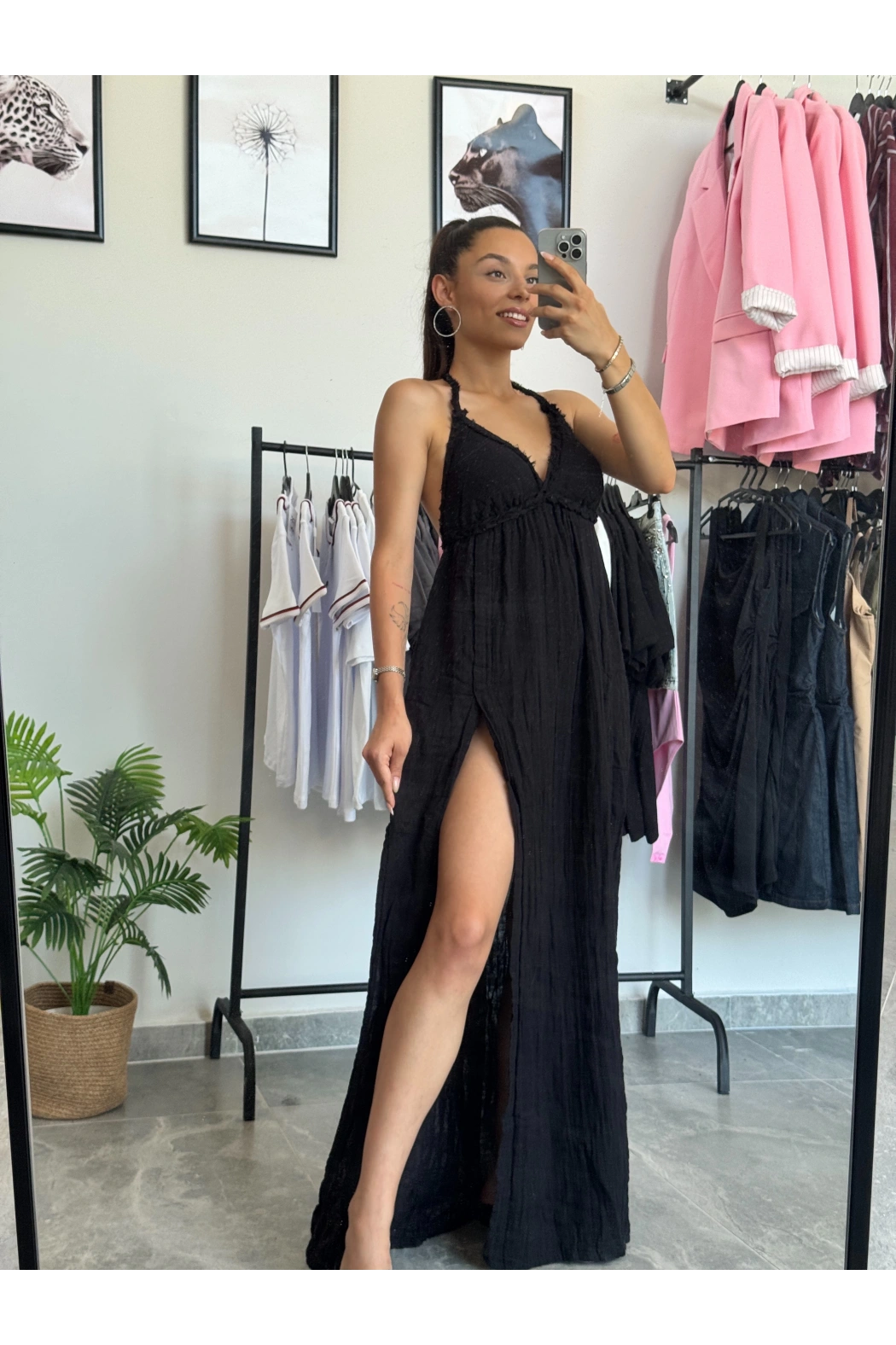 Premium Kalite Müslin Uzun Elbise