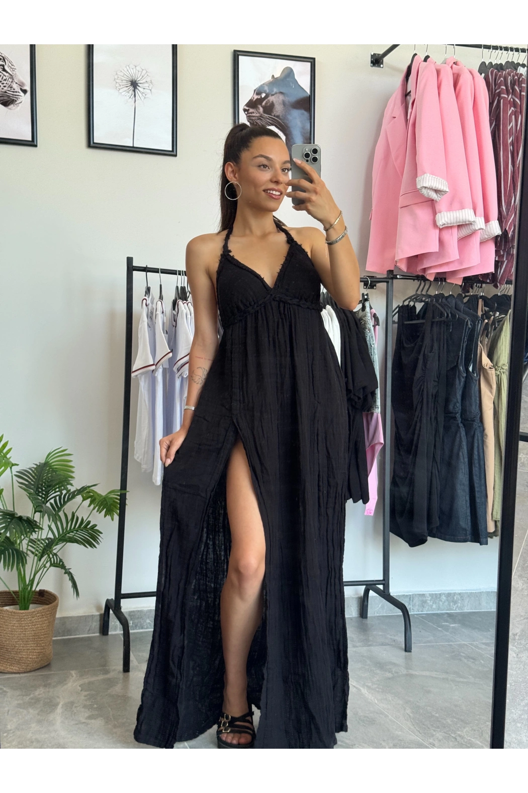 Premium Kalite Müslin Uzun Elbise