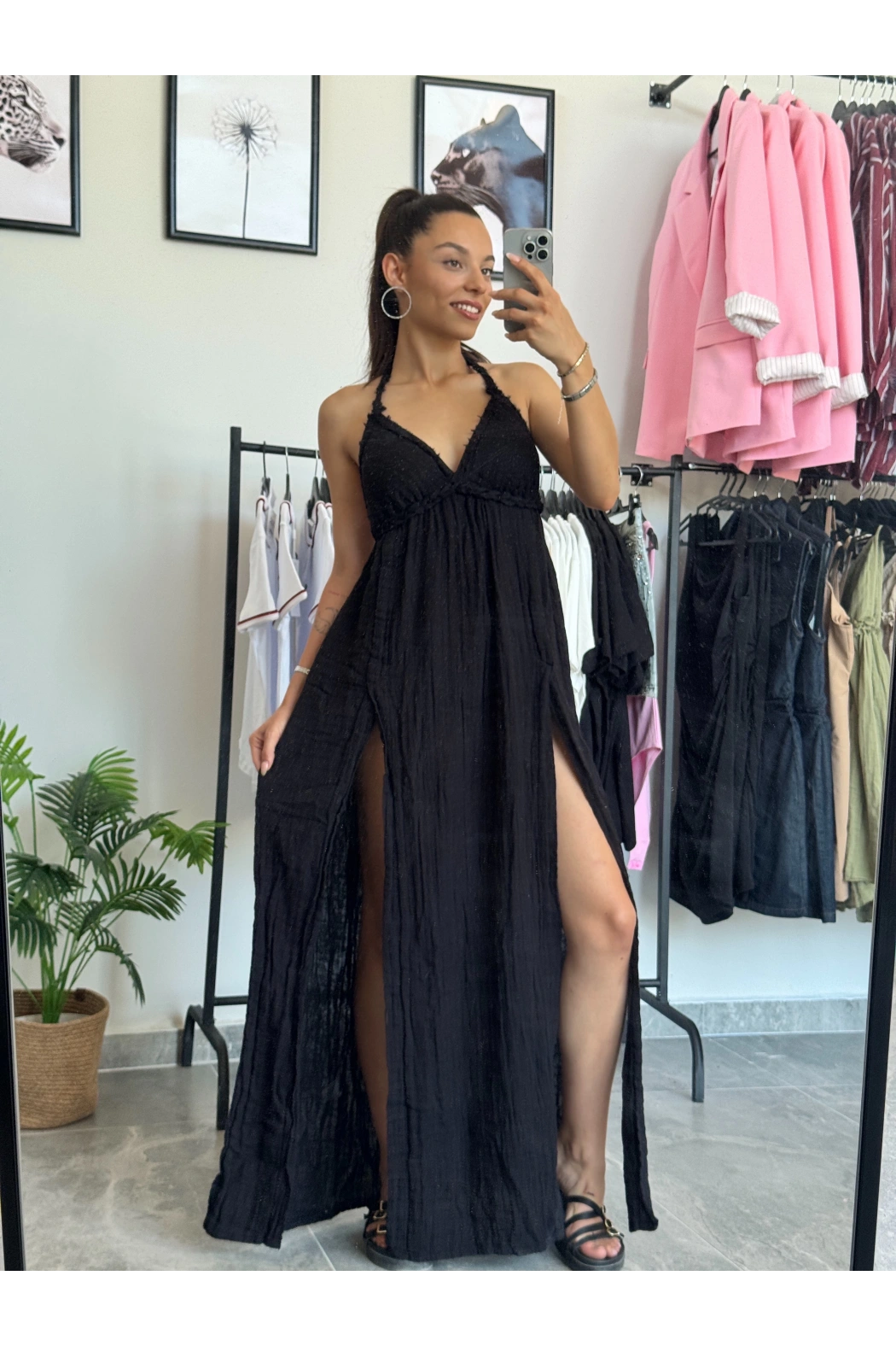 Premium Kalite Müslin Uzun Elbise